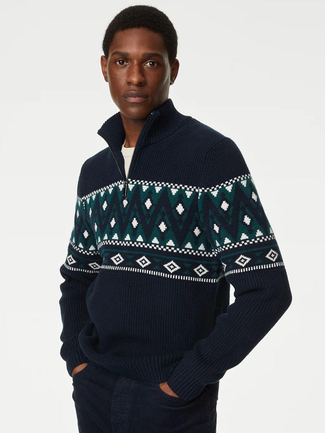 marks & spencer geometric self design pullover