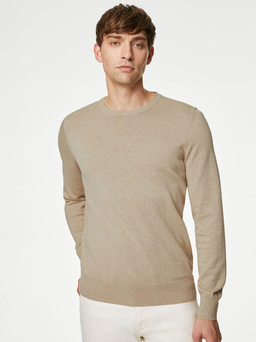 marks & spencer round neck pure cotton pullover