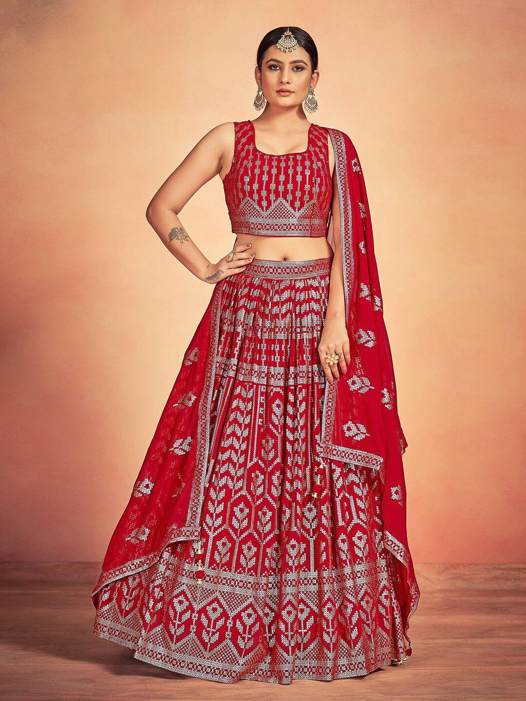 just fashion embellished sequinned ready to wear lehenga & blouse with dupatta