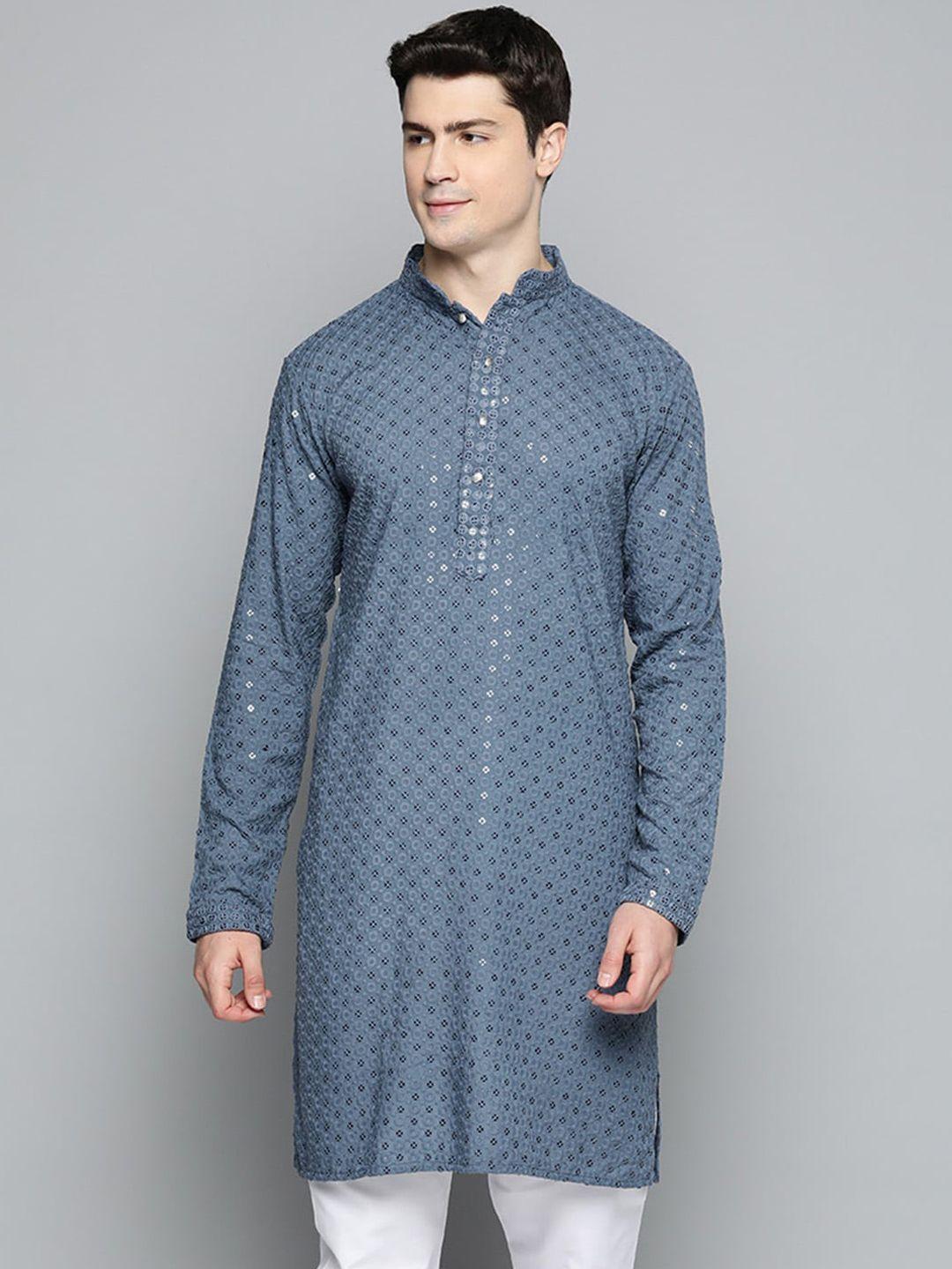 jompers geometric embroidered chikankari pure cotton straight kurta