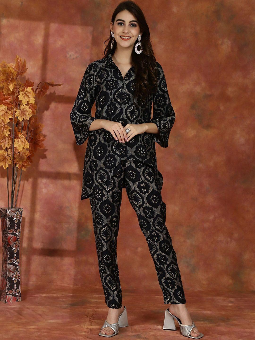 claura printed tunic with trousers co-ords