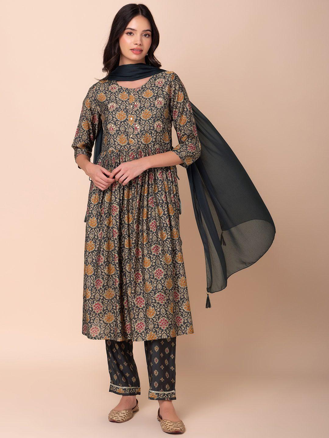 indya printed a line kurta sets