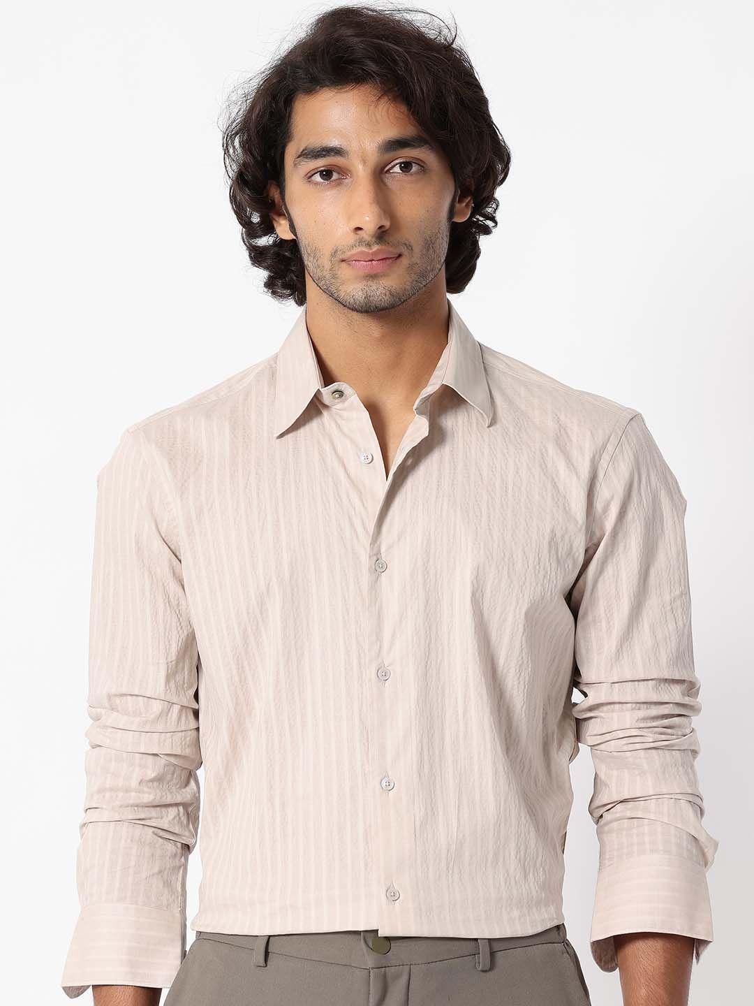 rare rabbit striped slim fit classic cotton casual shirt