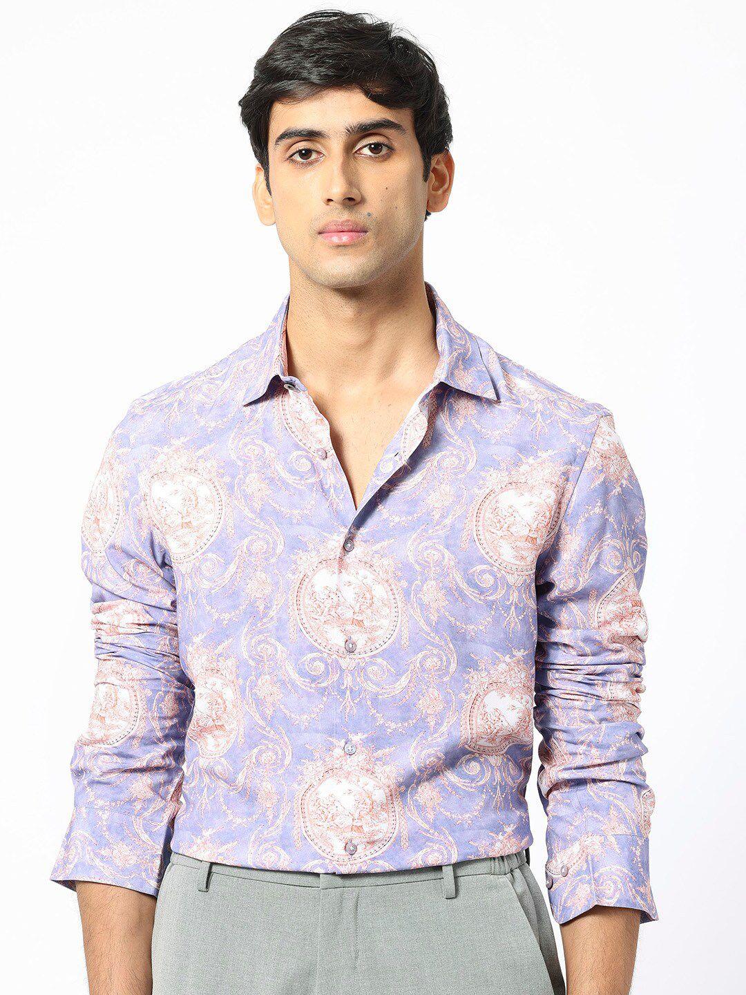 rare rabbit slim fit ethnic motifs printed cotton casual shirt