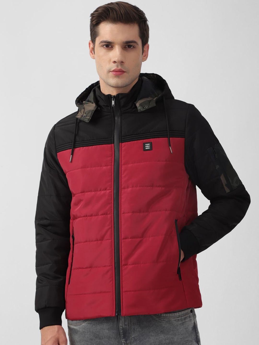 van heusen flex colourblocked hooded padded jacket