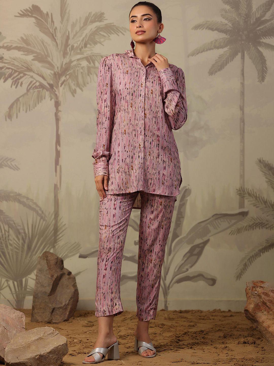 scakhi printed shirt tunic & palazzos co-ords set