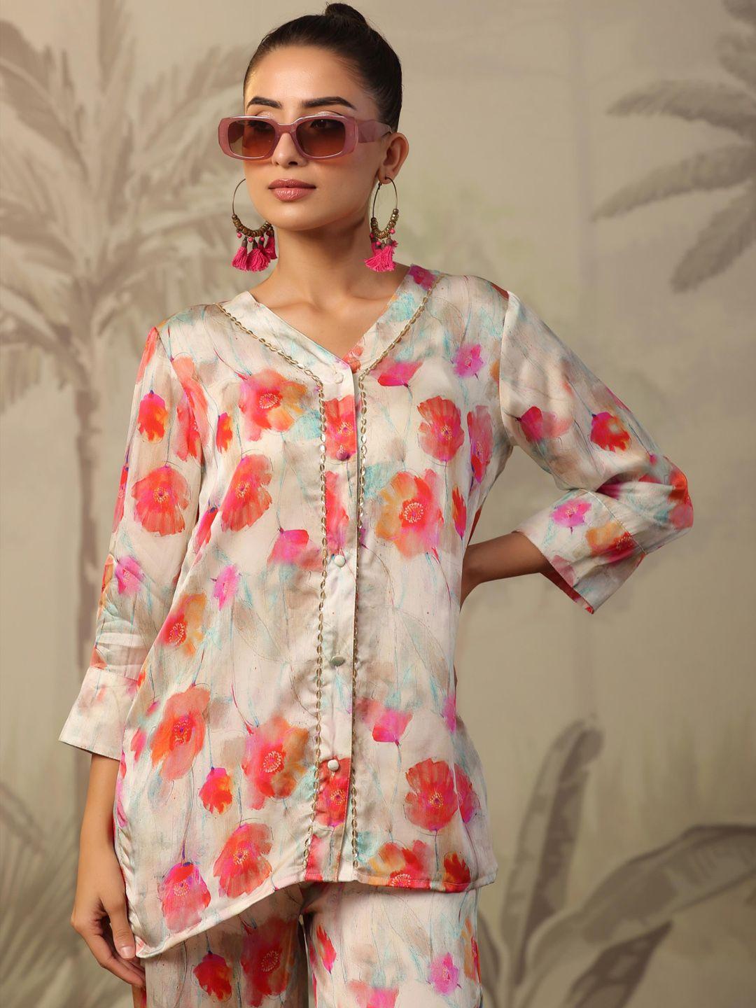 scakhi floral printed satin co-ords set