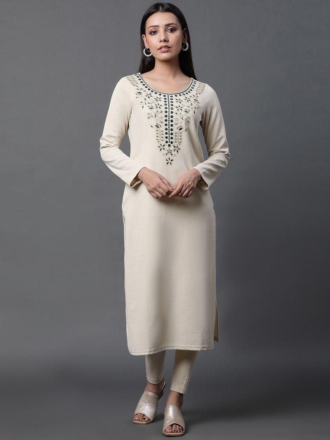 aurelia ethnic motifs mirror work embroidered regular kurta