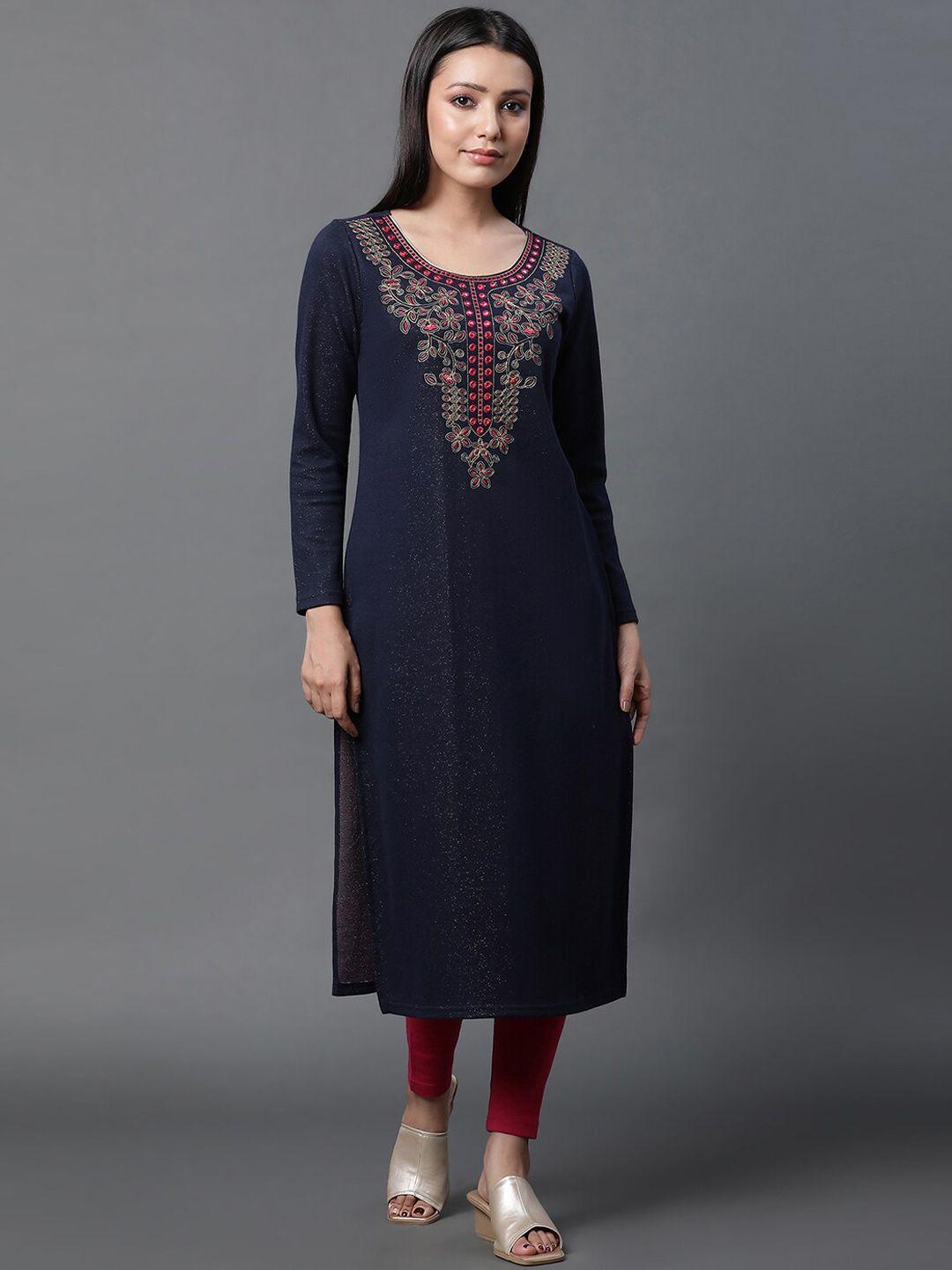 aurelia ethnic motifs mirror work embroidered regular kurta