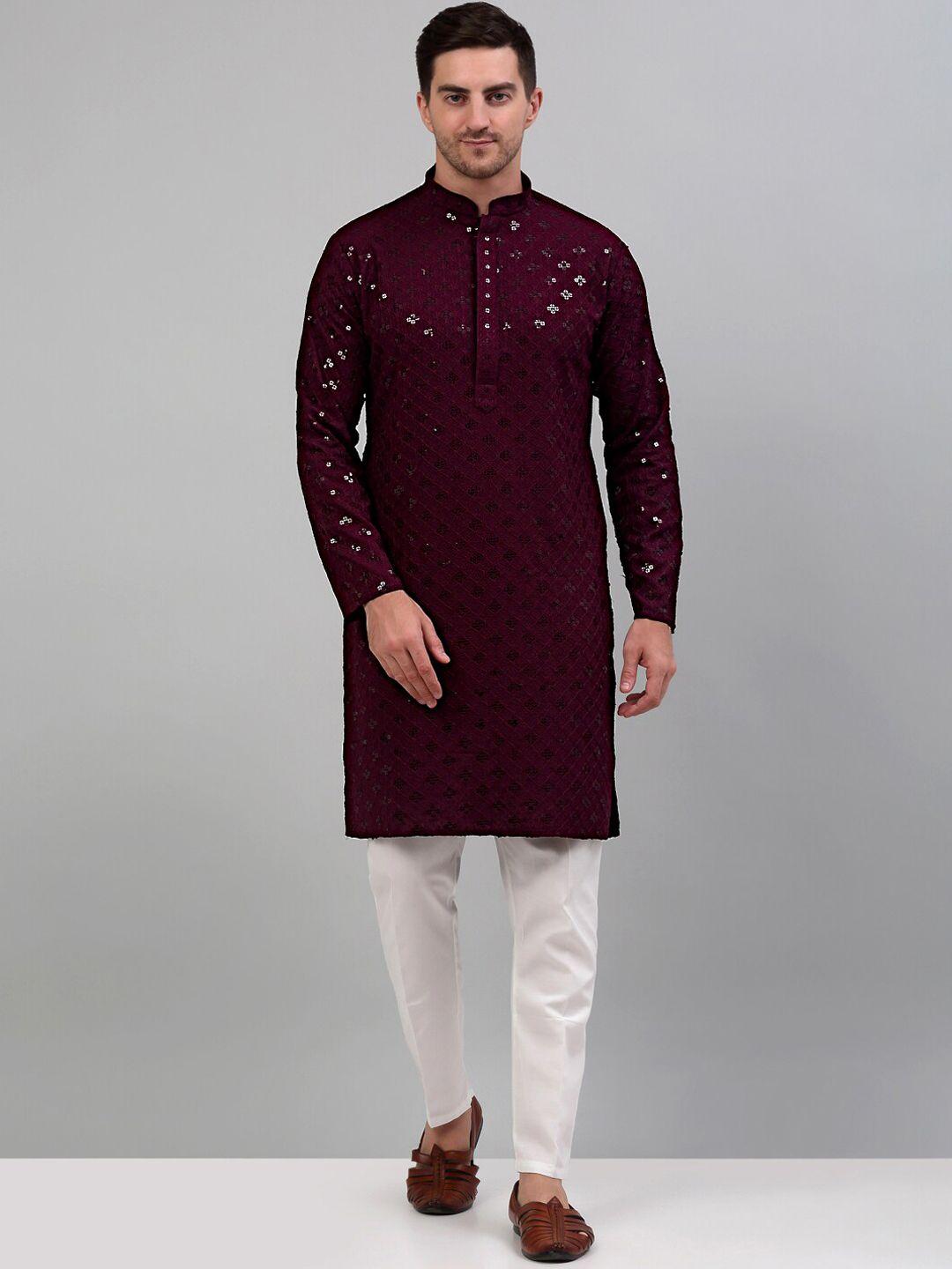 jompers chikankari embroidered sequinned kurta