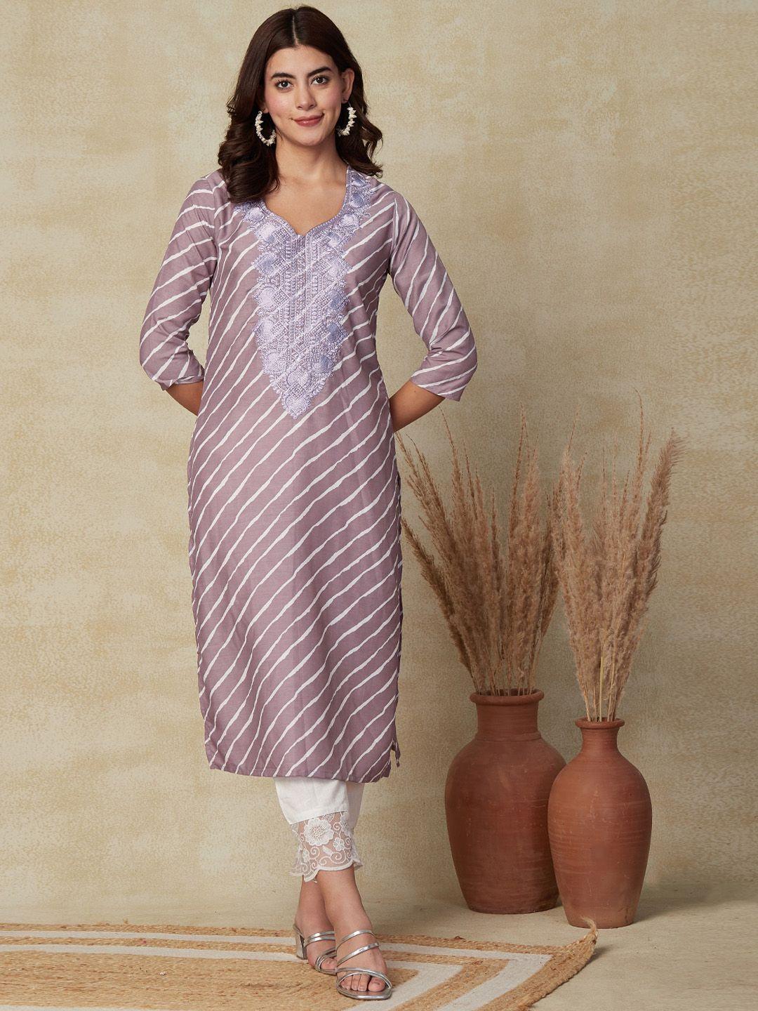 fashor striped thread work silk kurta