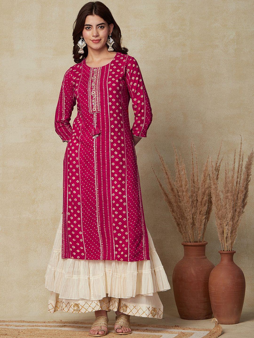 fashor ethnic motifs printed gotta patti kurta