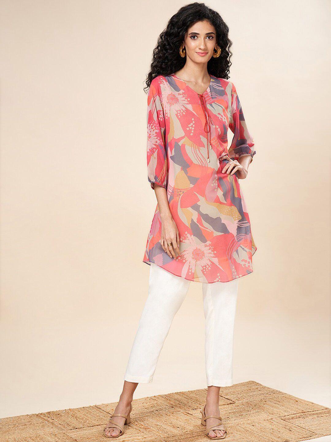 marigold lane printed tie-ups neck tunic