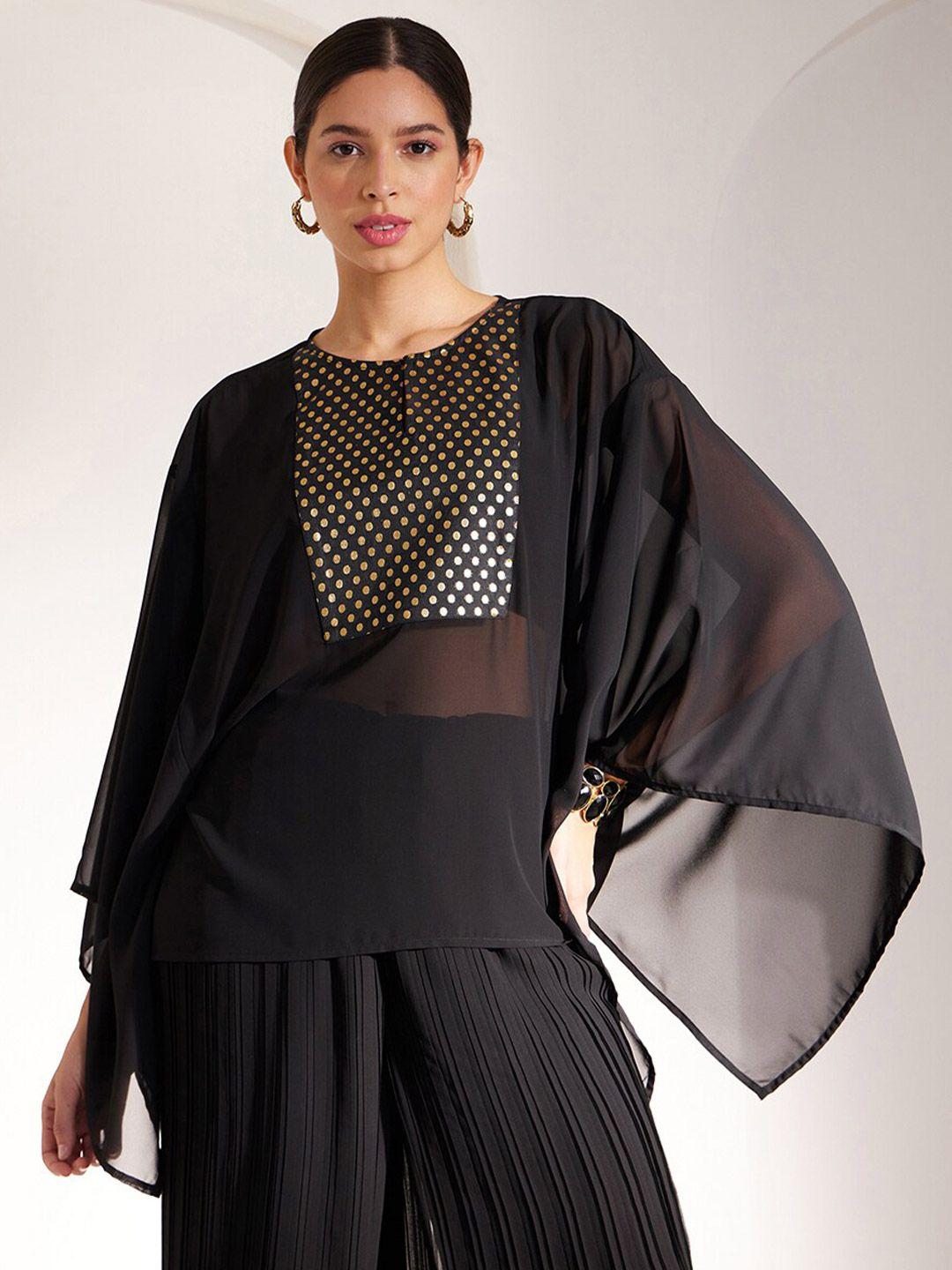 fablestreet polka dots woven design kaftan top