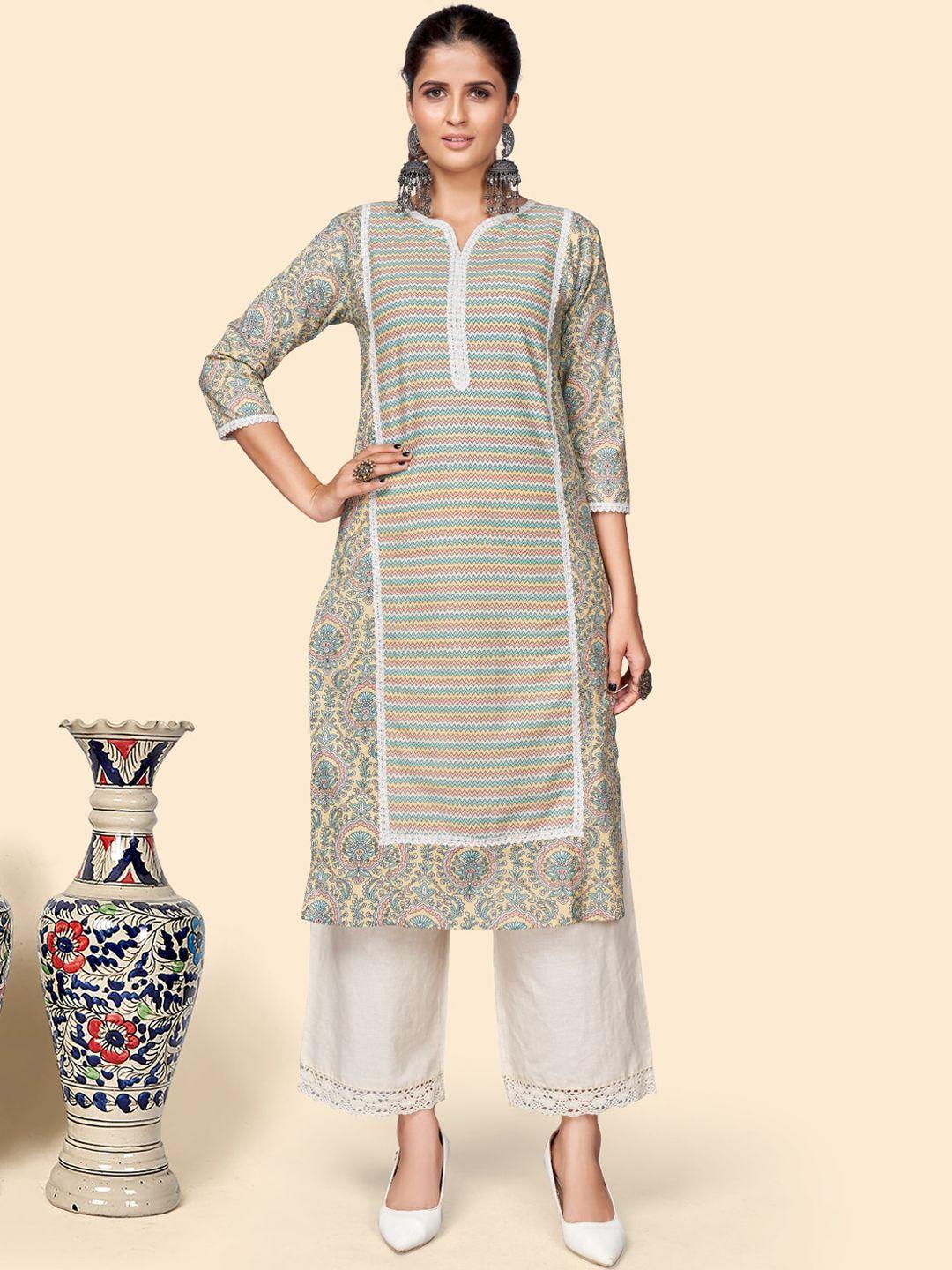 kalini ethnic motifs printed cotton straight kurta