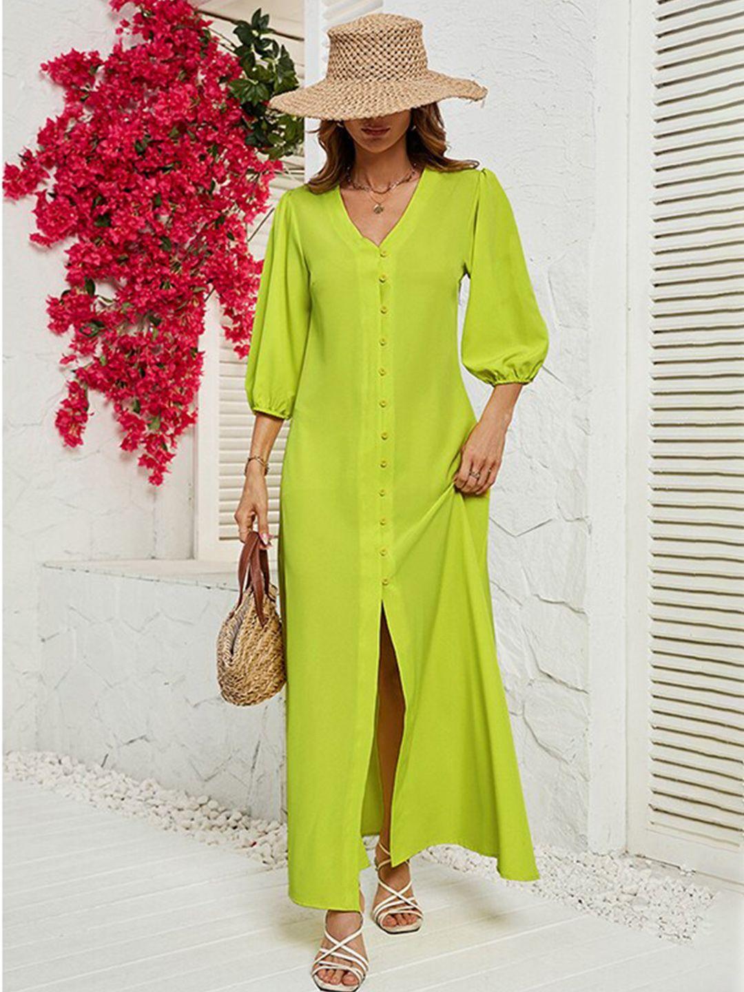 stylecast yellow v-neck puff sleeves maxi dress