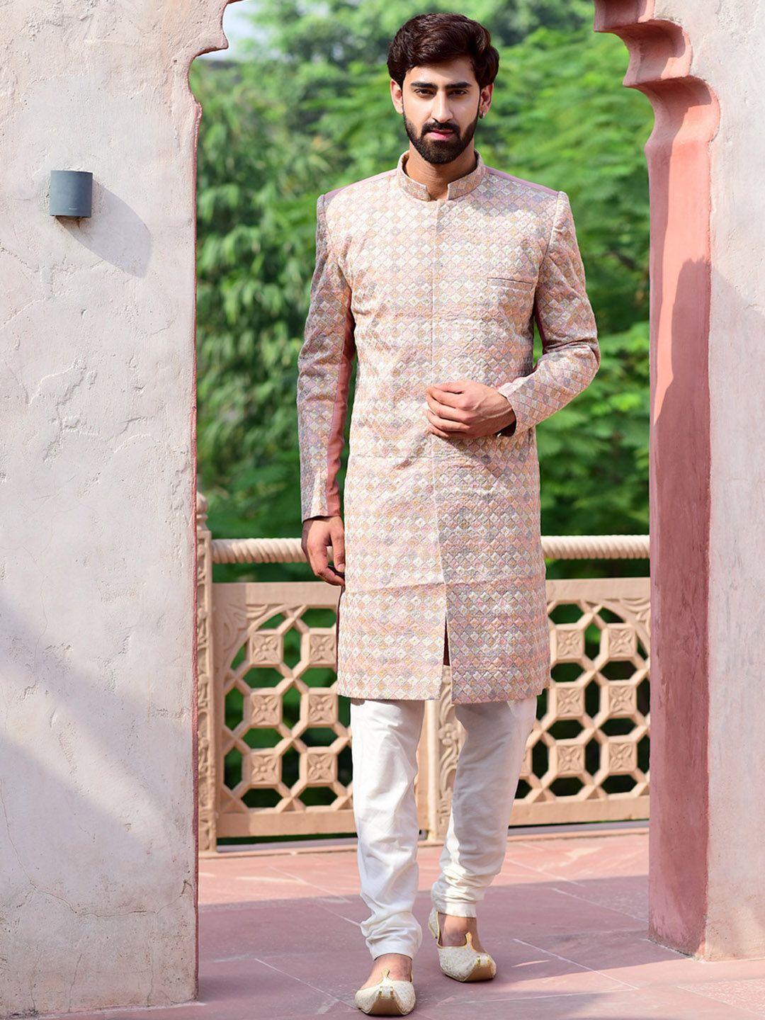 house of deyann embroidered sherwani set