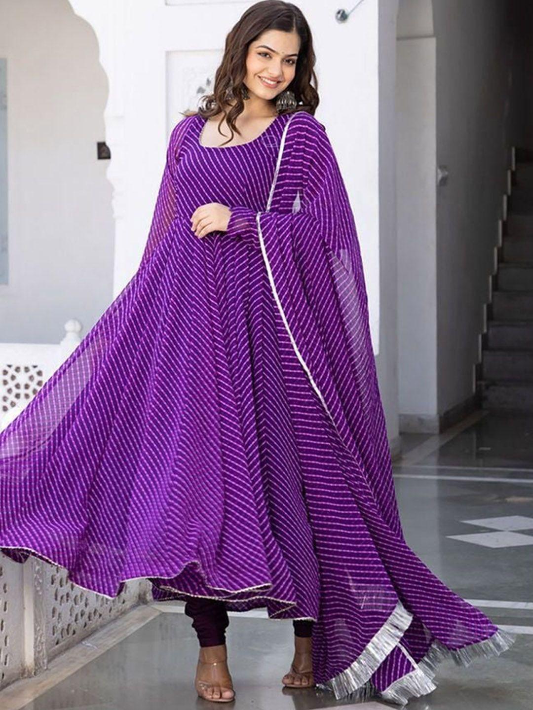 kalini leheriya printed georgette anarkali kurta with dupatta