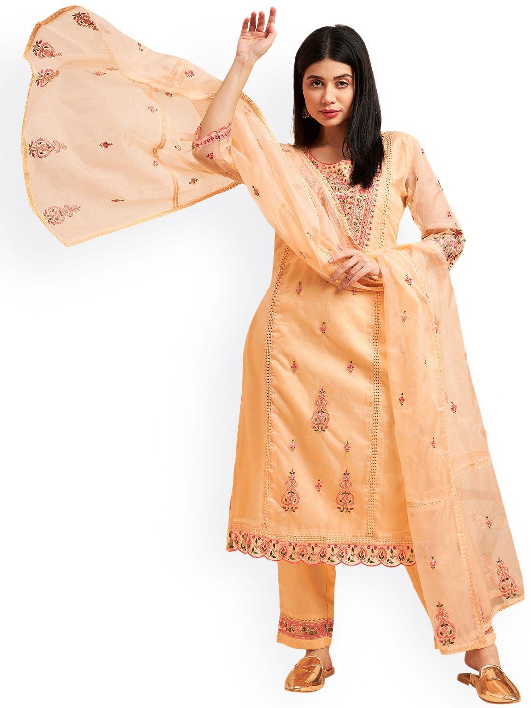 nimayaa floral sequinned embroidered regular kurta with trousers & dupatta