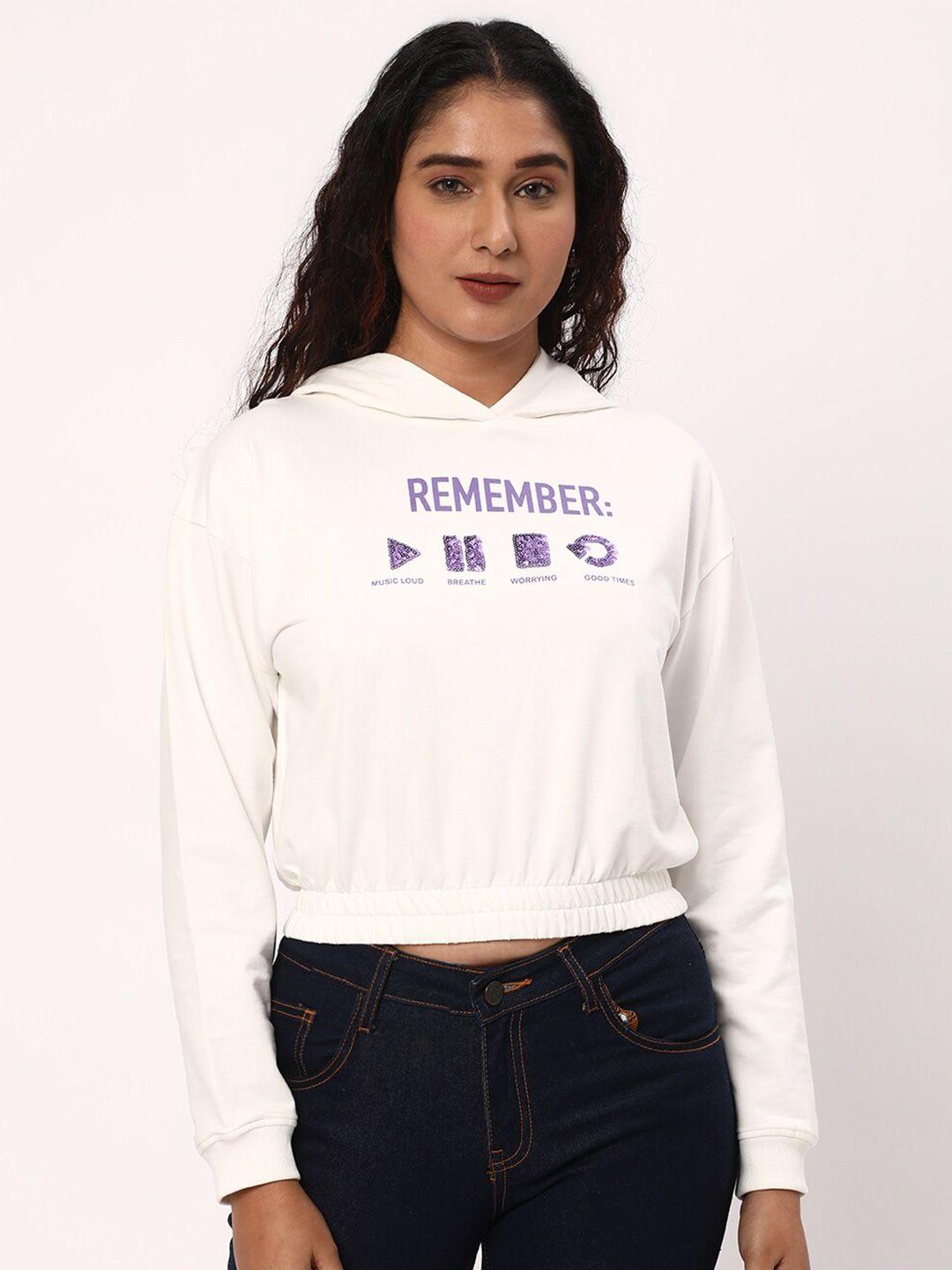 r&b typography printed cotton crop sweatshirt