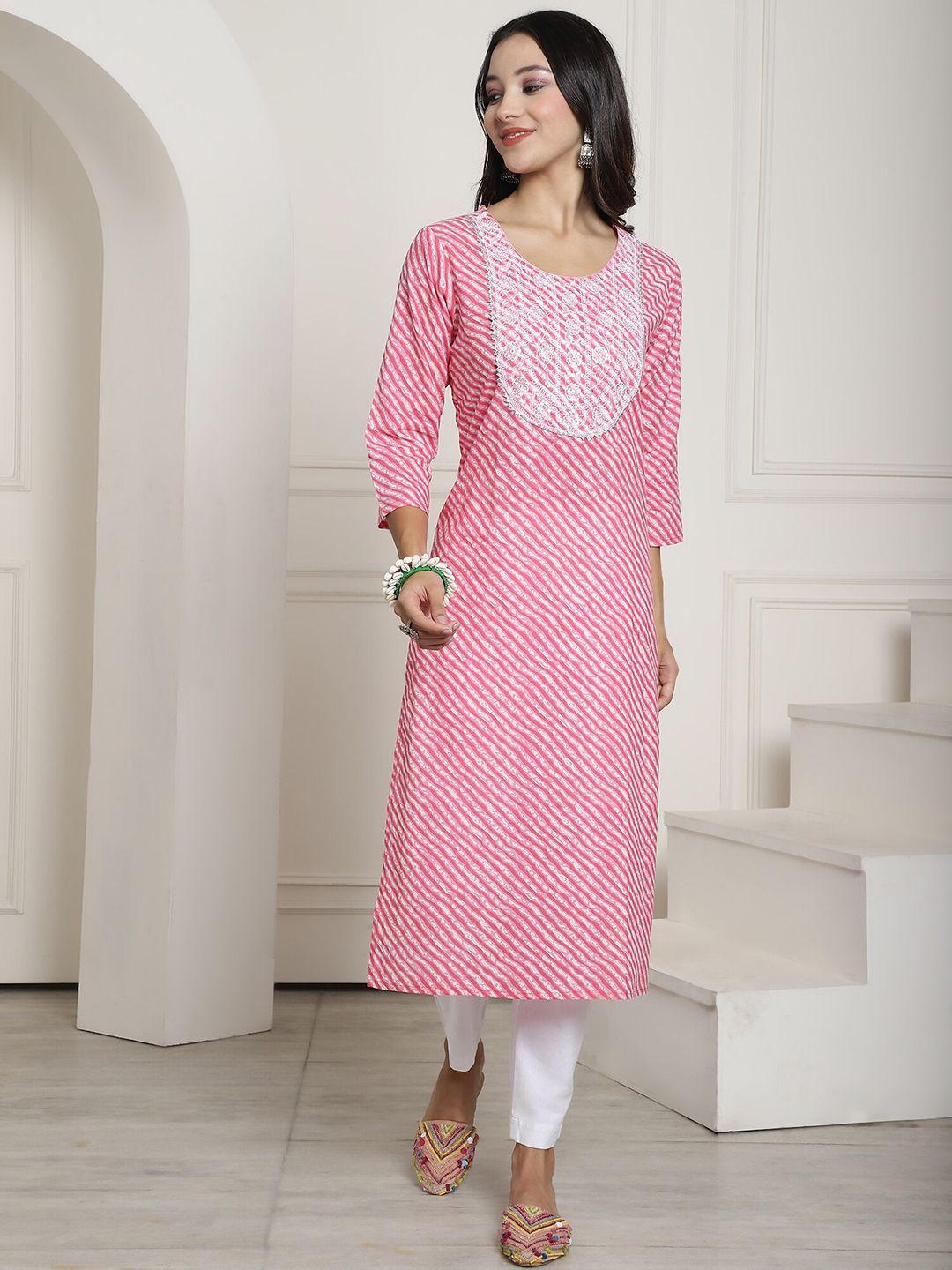 kalini leheriya printed sequinned pure cotton straight kurta