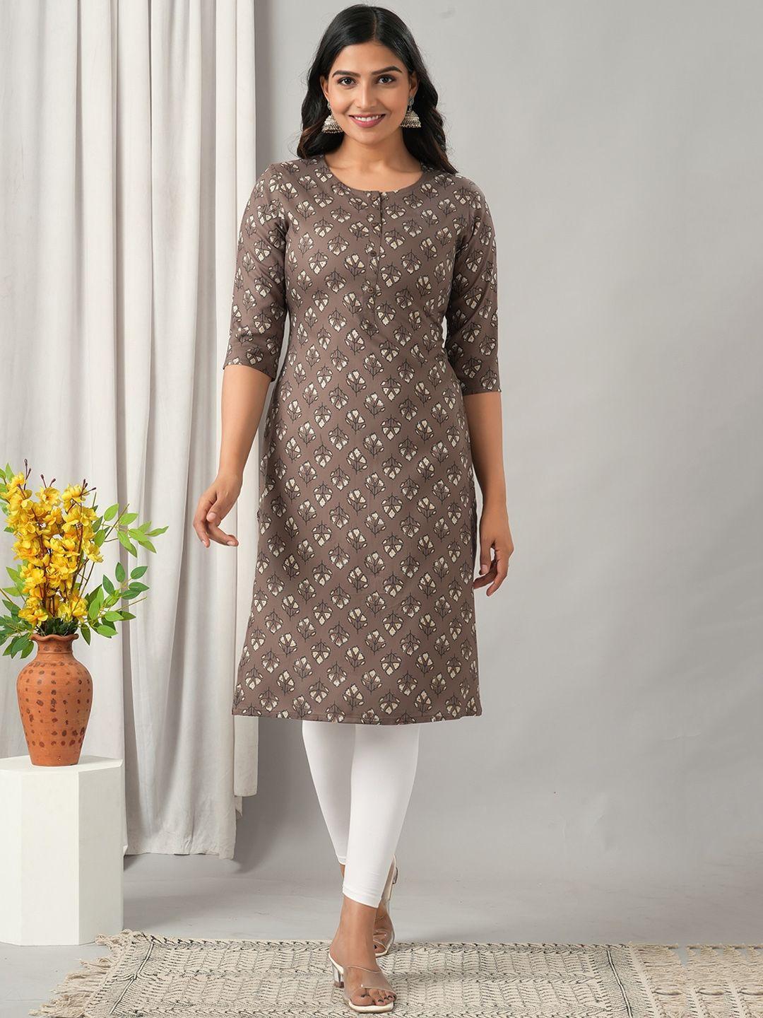 here&now floral printed liva kurta