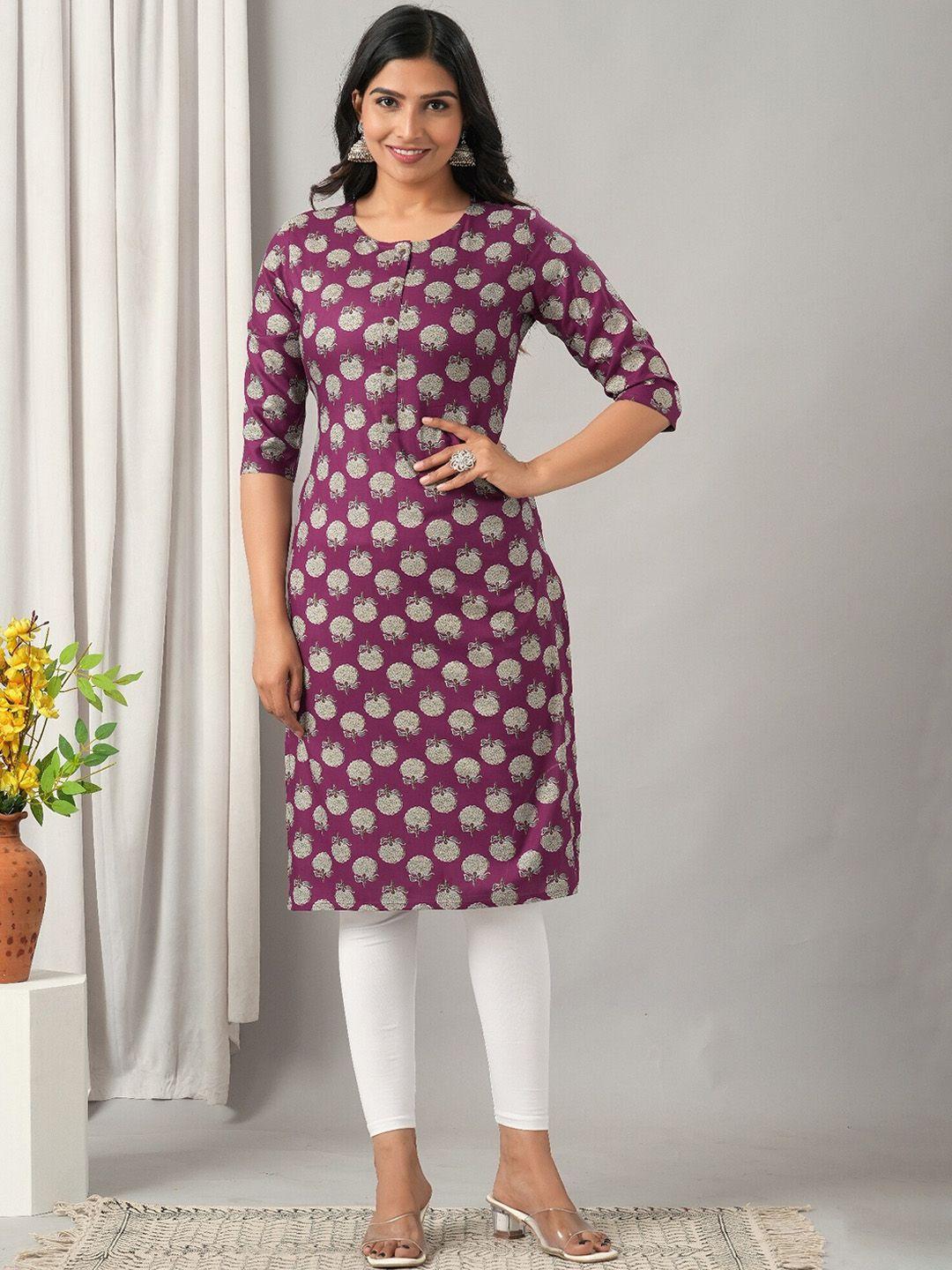 here&now floral printed liva kurta