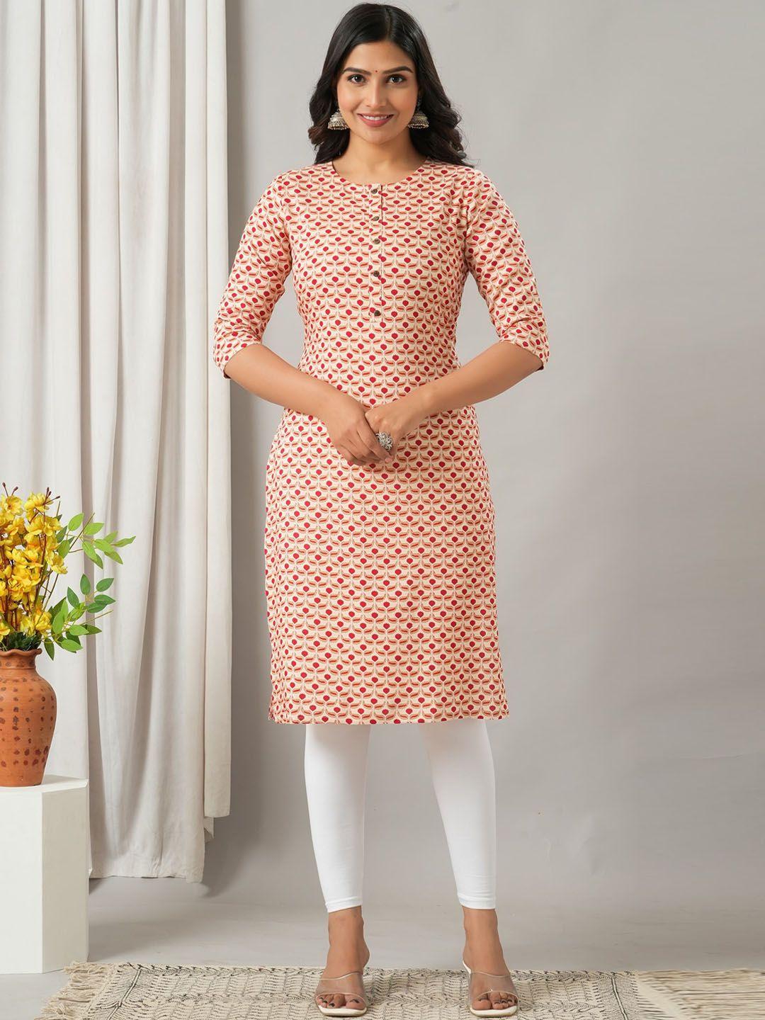 here&now floral printed liva kurta