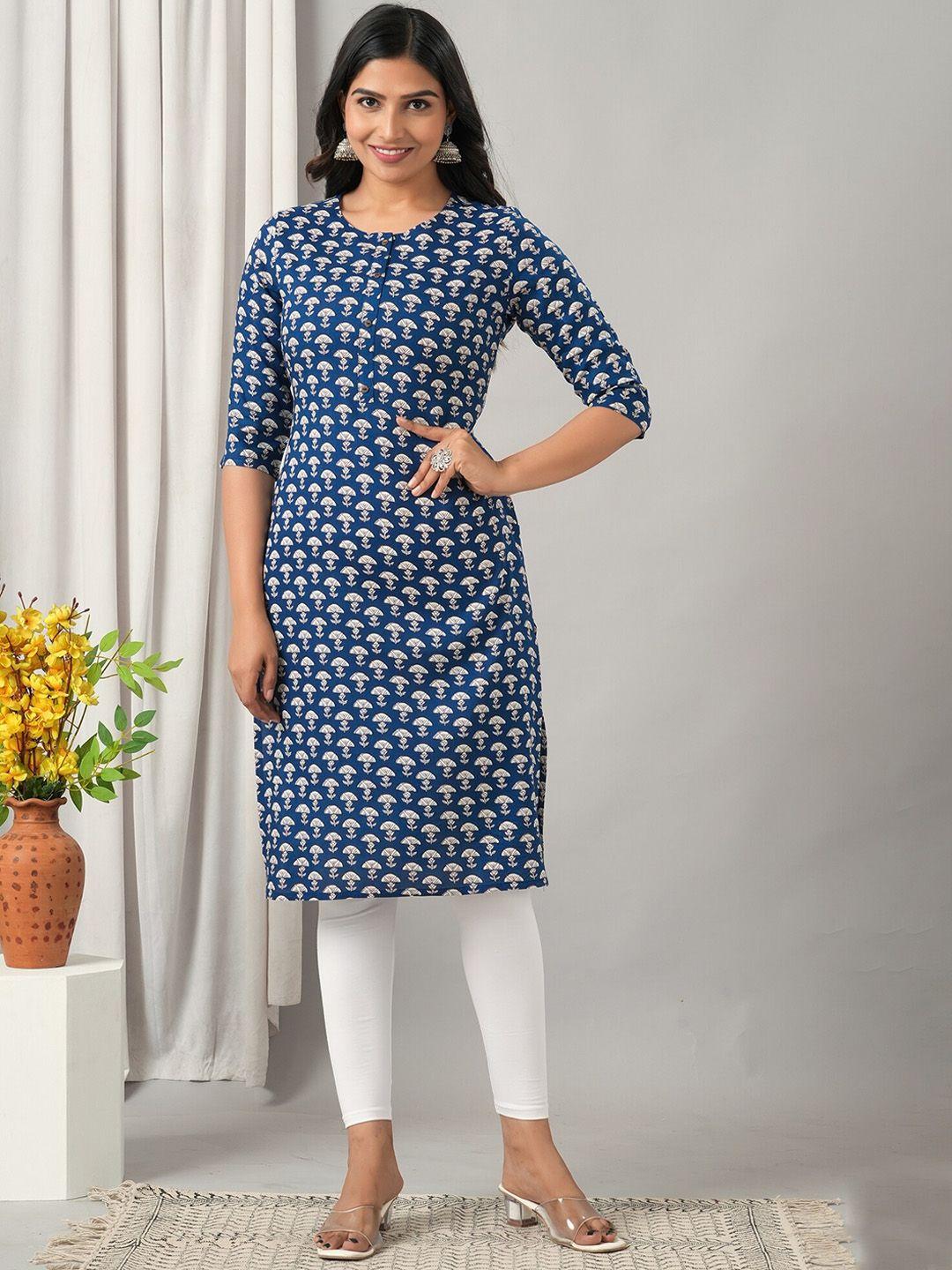 here&now floral printed liva kurta