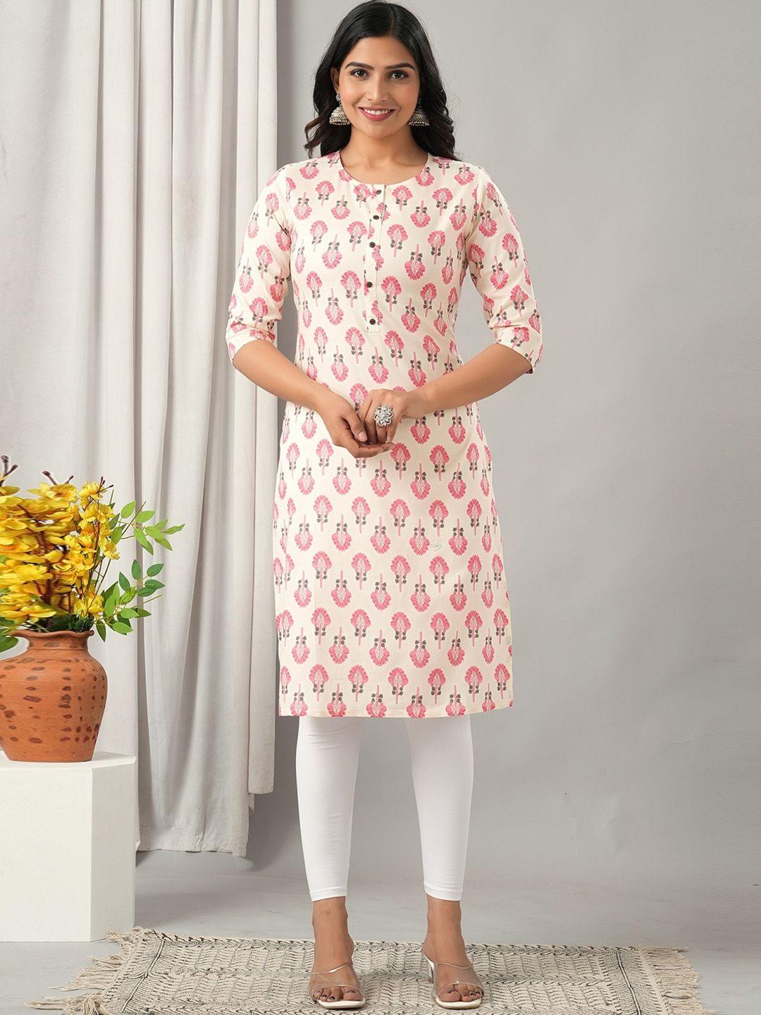 here&now floral printed liva kurta