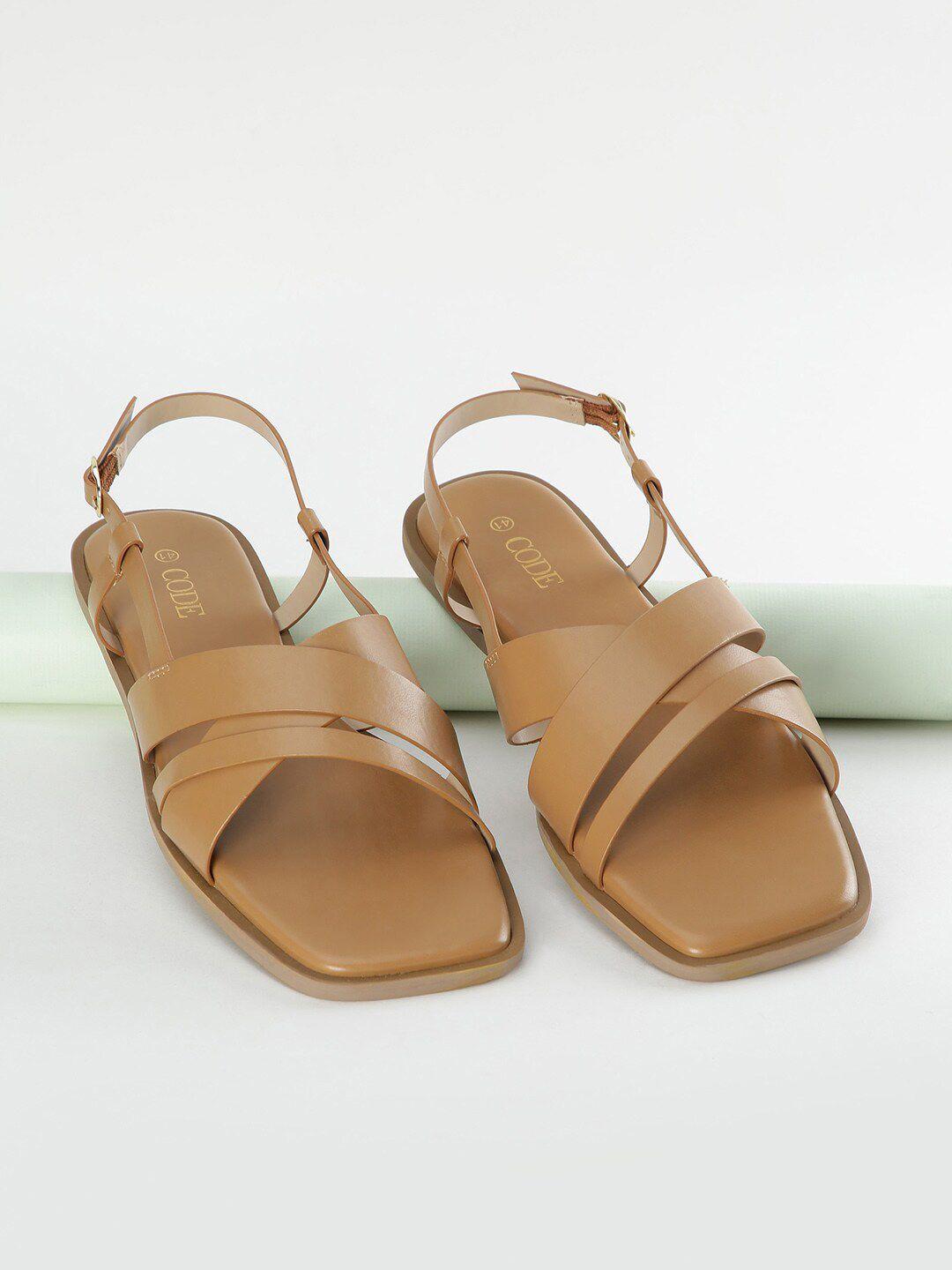 code by lifestyle open toe flats with buckles