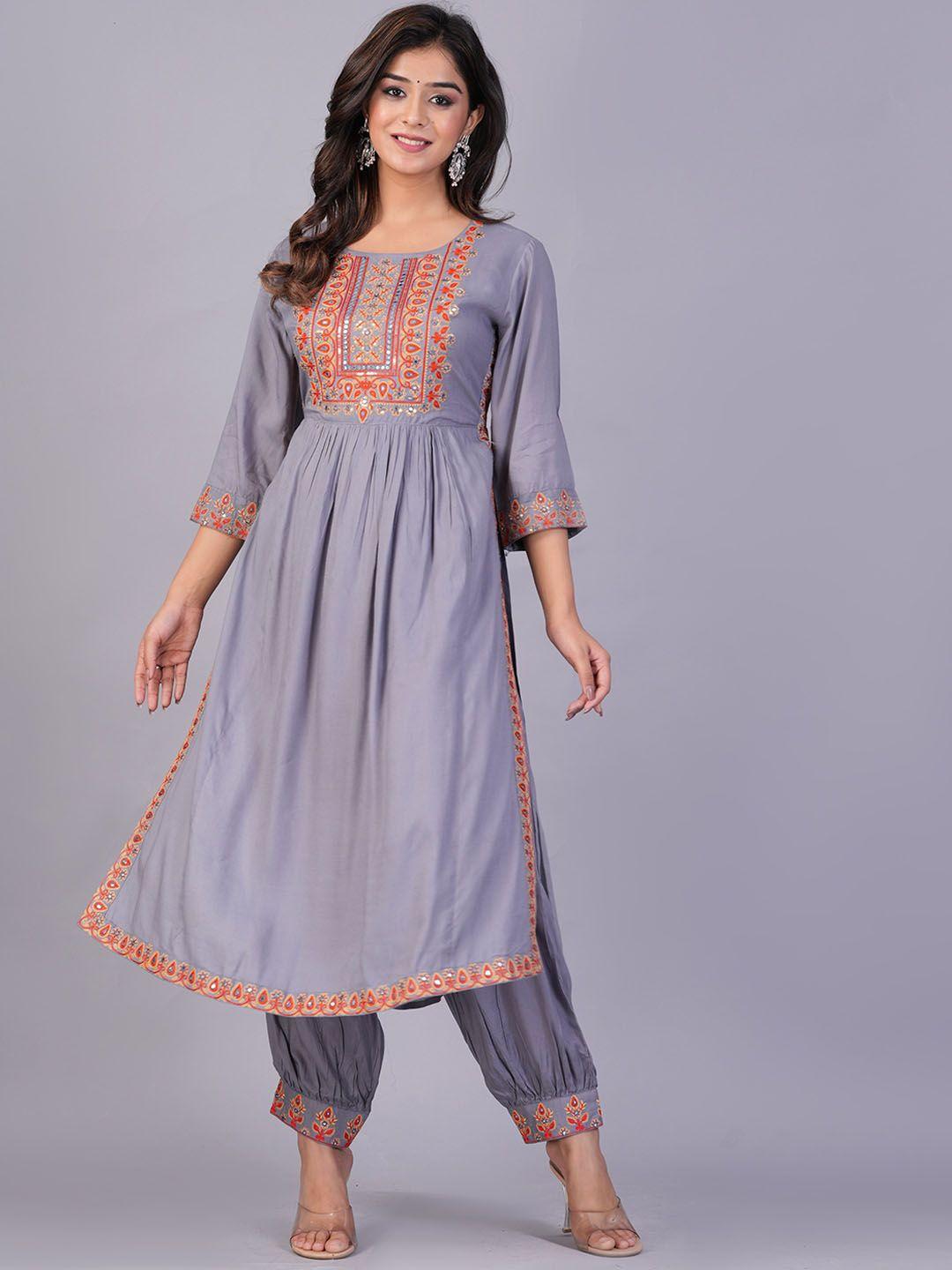 doriya regular mirror work kurta with palazzos