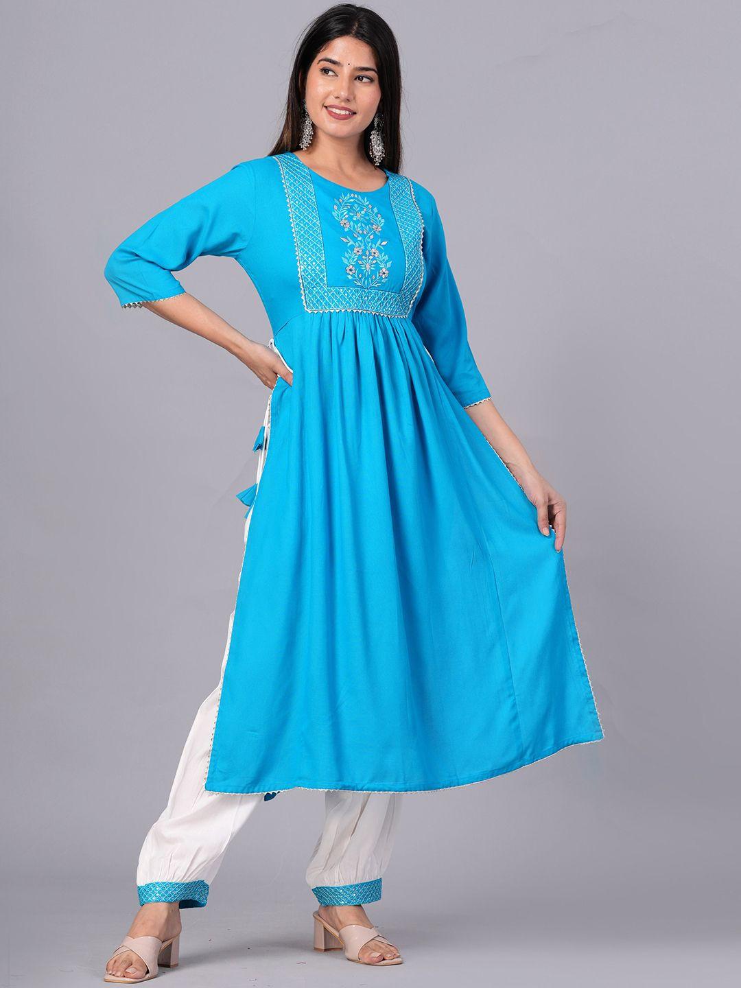 doriya regular thread work kurta with palazzos