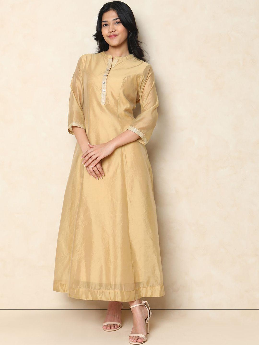 indifusion mandarin collar silk ethnic dress