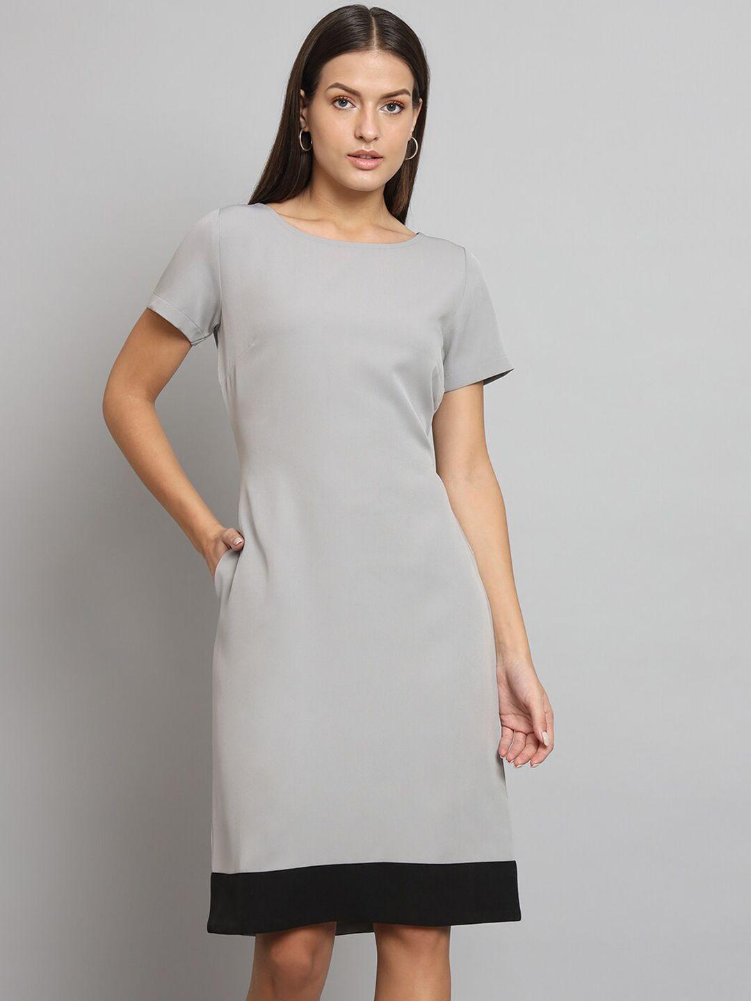 powersutra colourblocked round neck short sleeves sheath dress