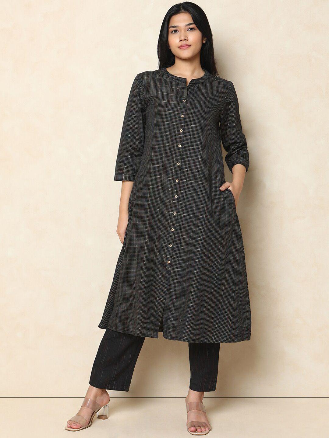 indifusion checked printed regular kurta with trousers