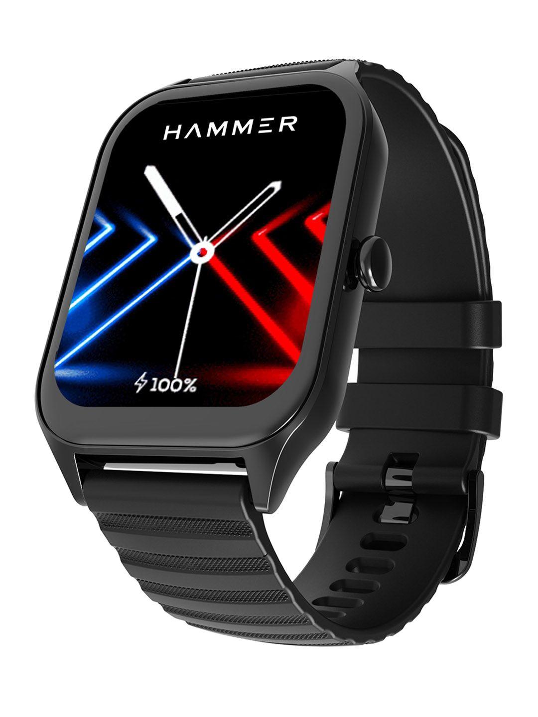 hammer stroke 1.96" tft display bluetooth calling smartwatch for men & women (black)