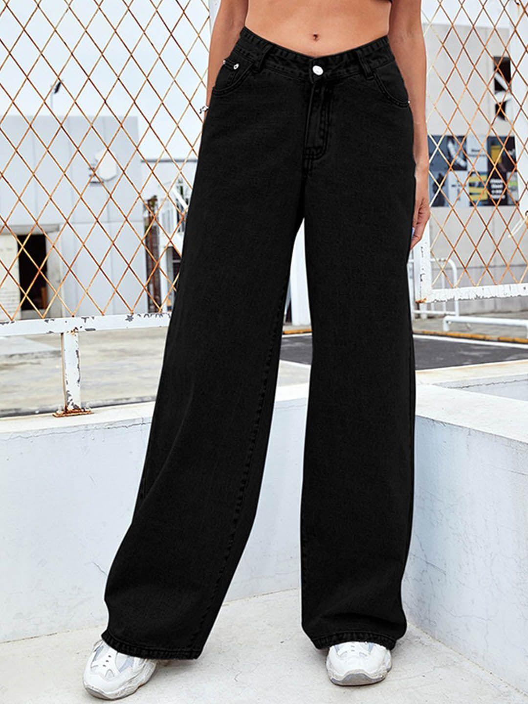 stylecast women black loose fit high-rise trousers