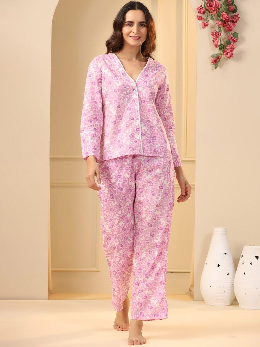 sanskrutihomes floral printed pure cotton night suit