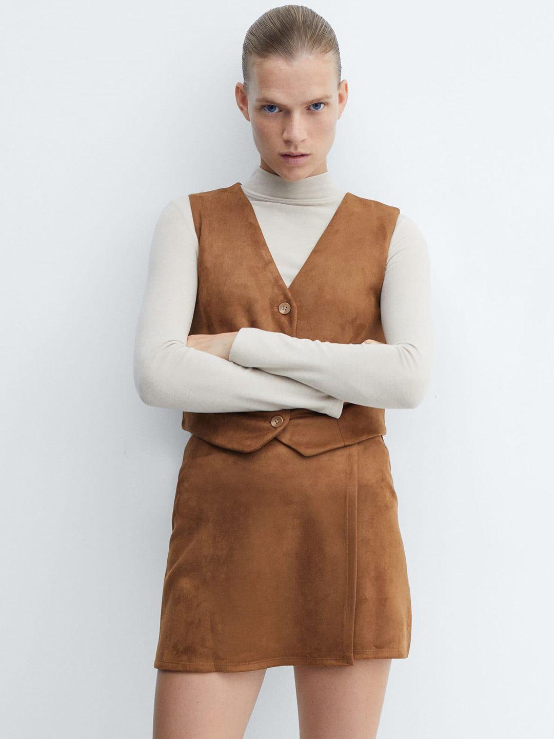 mango suede v-neck sleeveless waistcoat