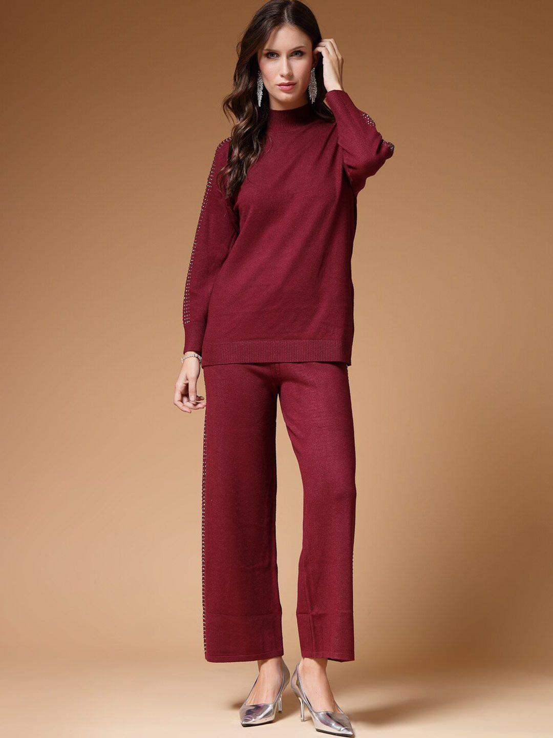 mafadeny embellished high neck sweatshirt with trousers