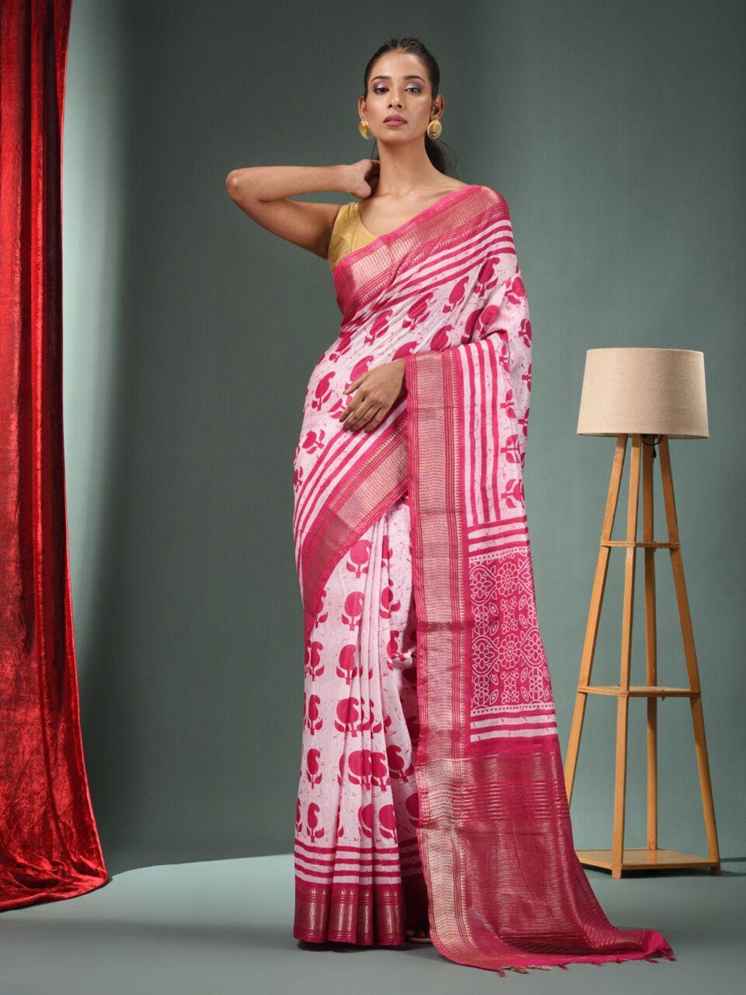 charukriti paisley printed zari saree