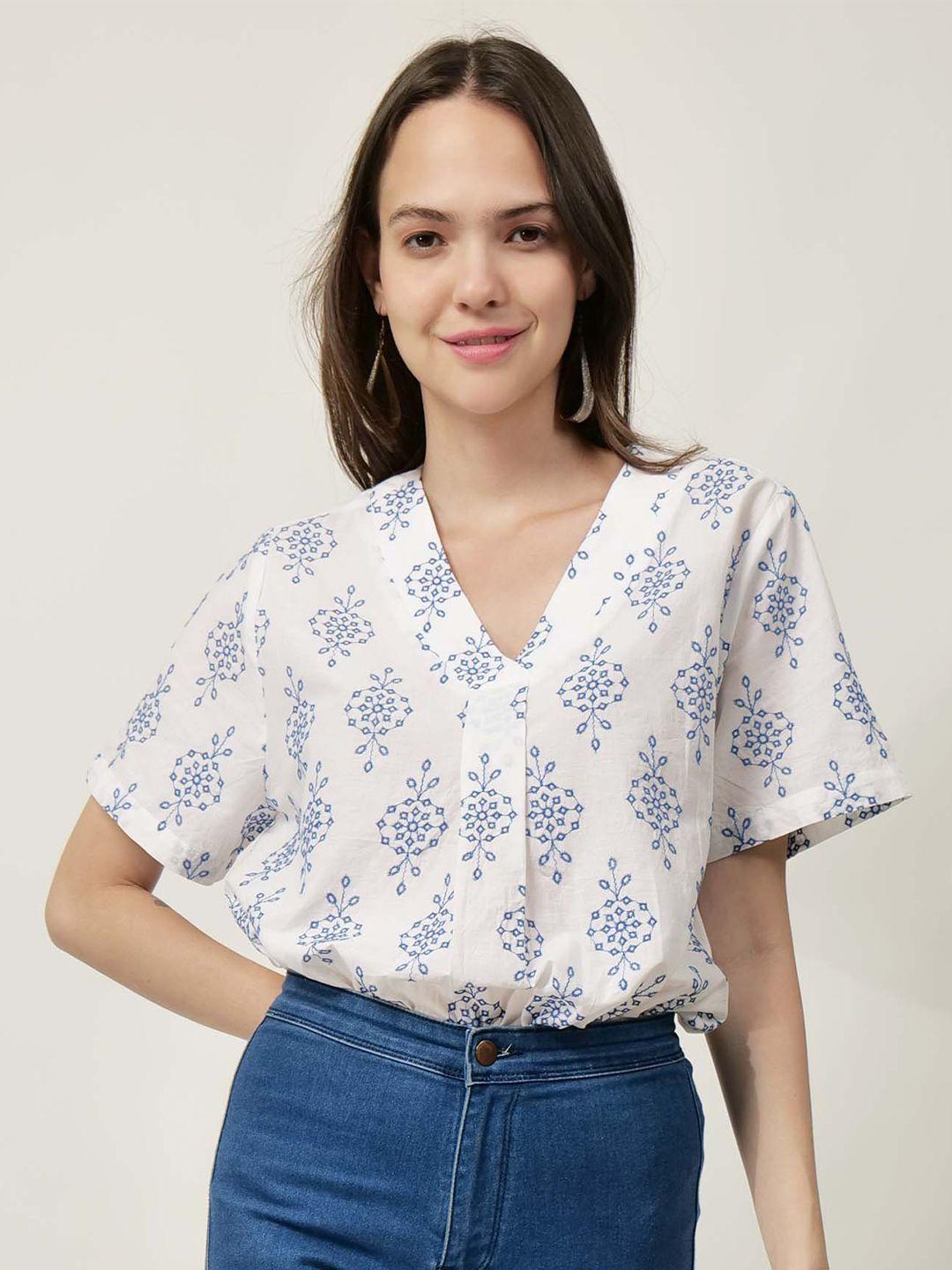 driro floral printed flared sleeves pure cotton top