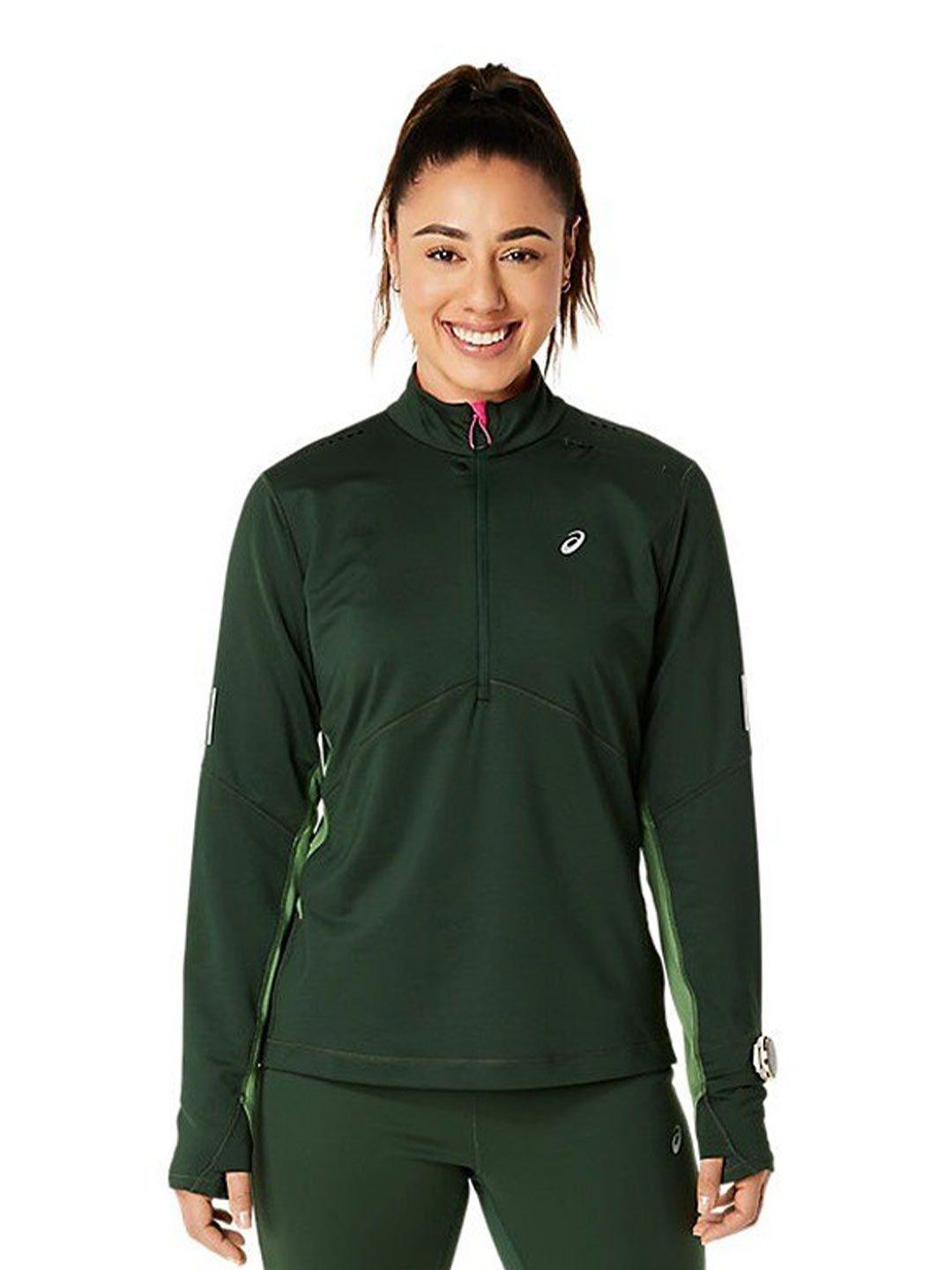 asics winter run 1/2 zip mid layer high neck sports t-shirt