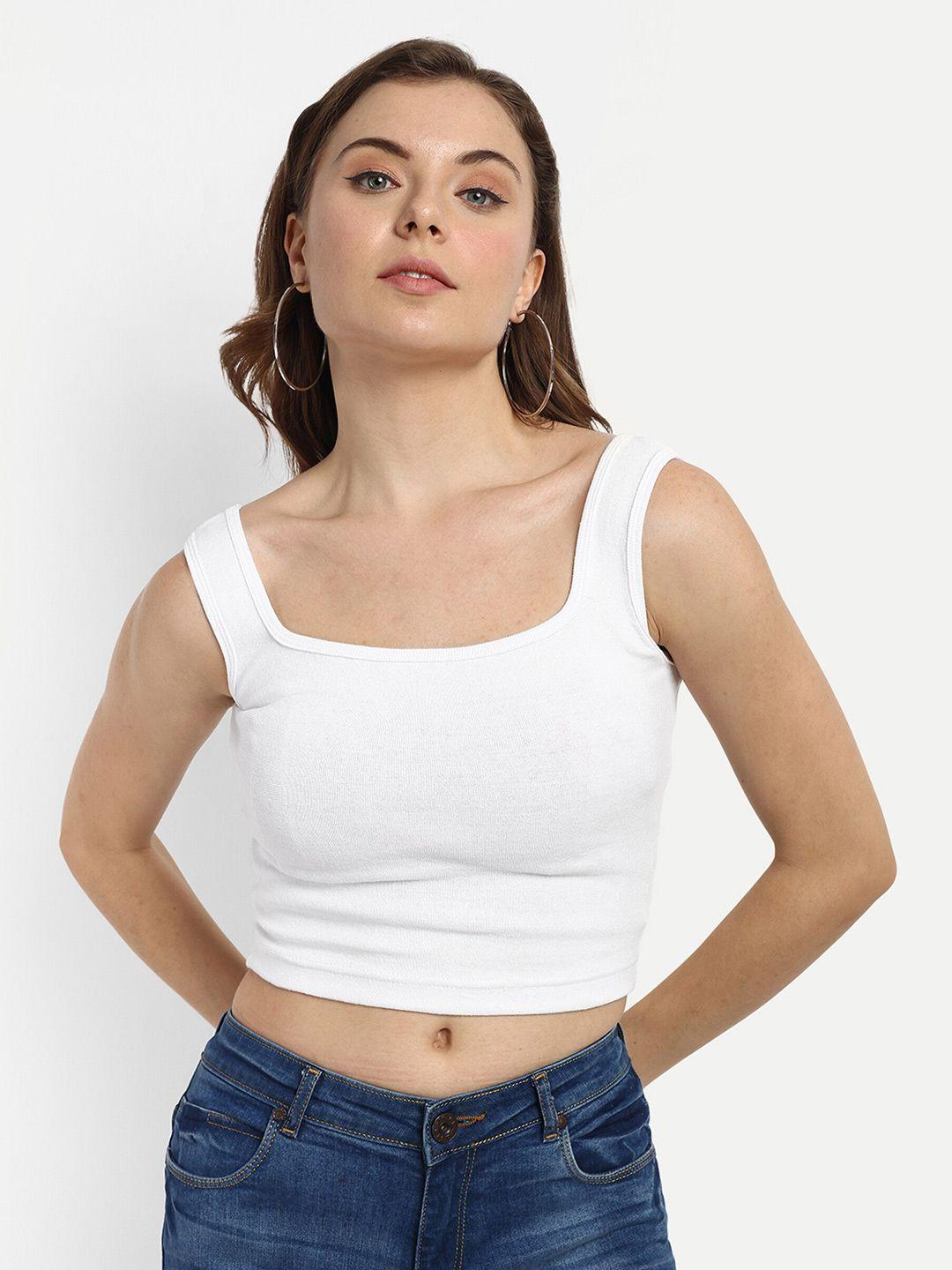 fery london square neck cotton crop tank top