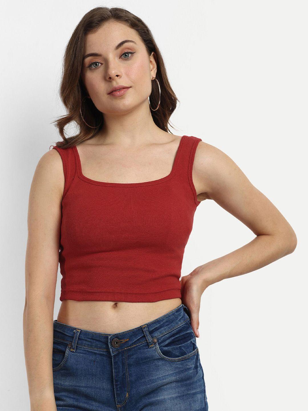 fery london square neck cotton crop tank top