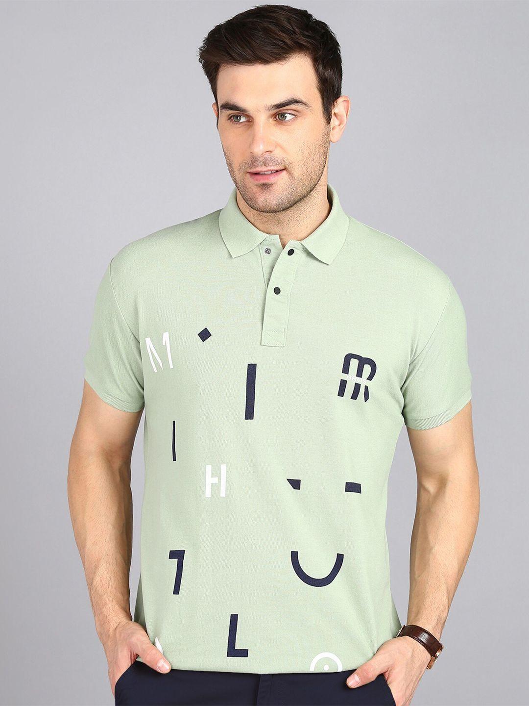 3bros conversational printed polo collar slim fit t-shirt