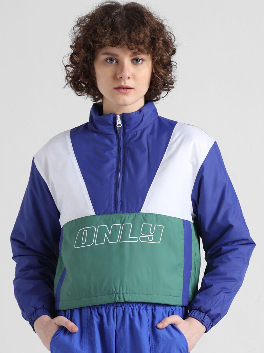 only onlferro ls colourblocked mock collar bomber jacket