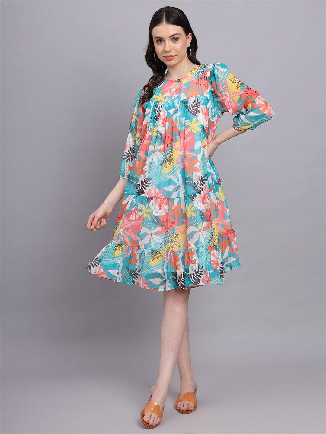 baesd floral printed chiffon a-line dress