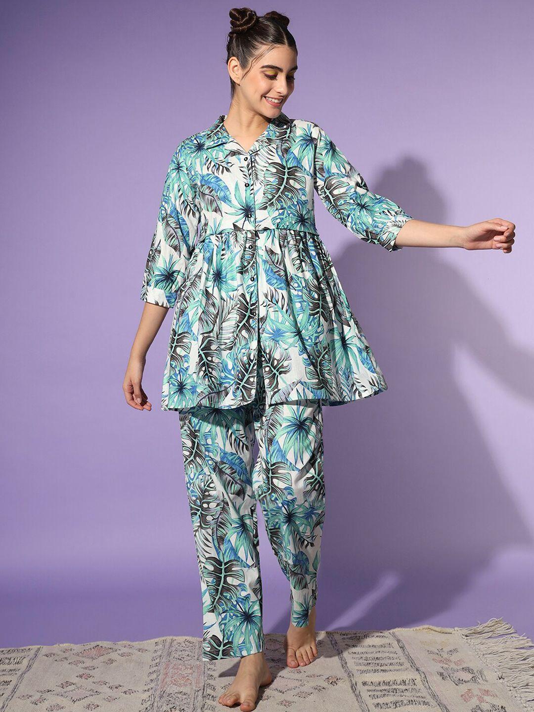 etc pure cotton floral printed tunic and trouser